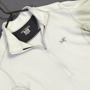 Arc'teryx 1/4 Zip Pullover Womens XL Light Green Waffle Knit Outdoor Hiking Camp